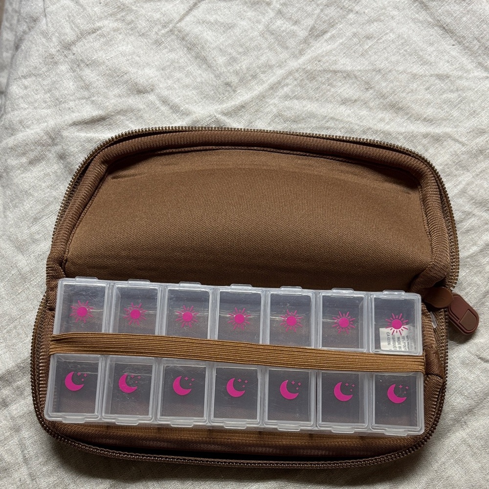 Brown Storage Organizer with Pink Accents